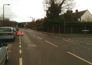 Diversion up Lambs Farm Road